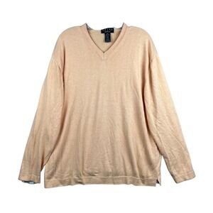 VALDA by Toscano Men's XXL Peach V Neck Long Sleeve Sweater Made in Italy